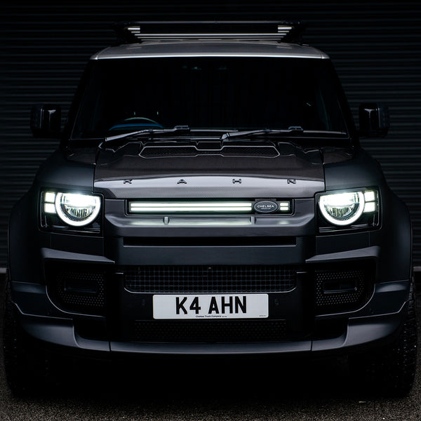 Full View Of The Land Rover Defender (2020-Present) Grille with LED Lightbar By Chelsea Truck Company