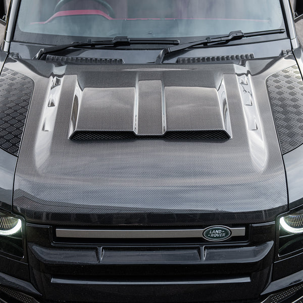 Wider View Of The Black defender bonnet vent on Sale