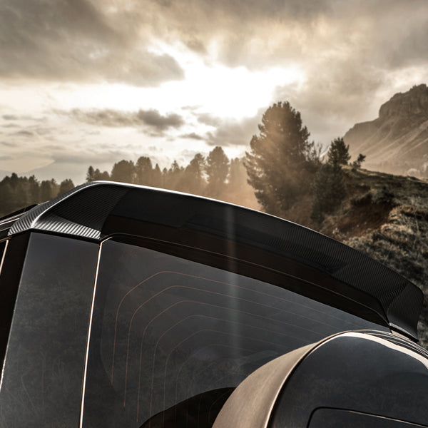 Wider View Of The Defender Exposed Carbon Rear Roof Wing On Sale