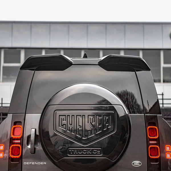 Wider View Of The Defender Gloss Black Rear Roof Spoiler On Sale