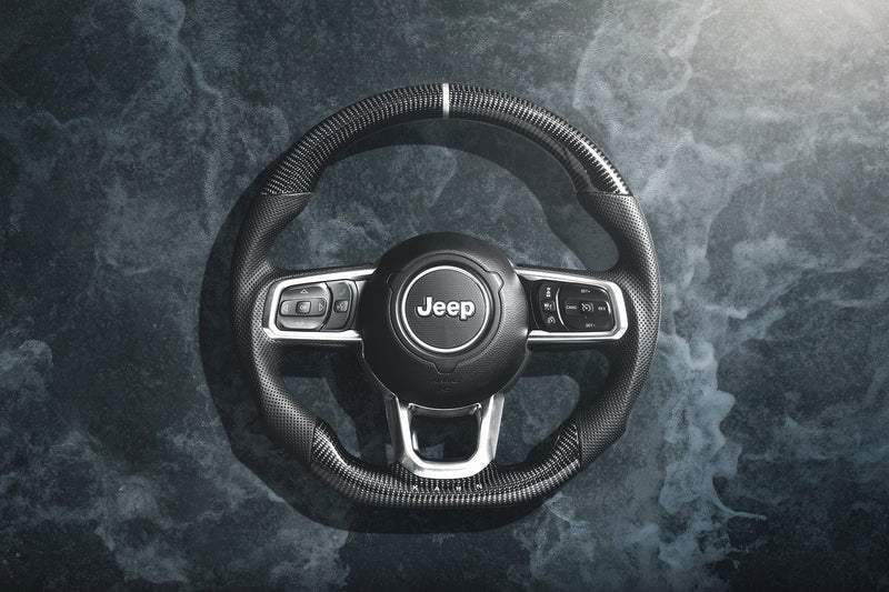 Jeep Wrangler JL (2018-Present) Carbon Sports Steering Wheel with Kahn Lettering - Image 1