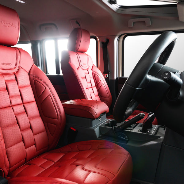 Ineos Grenadier 3D Red Leather Seat With The Steering Wheel, Car Control & Instrument Binnacle Box Customized By Kahn 
