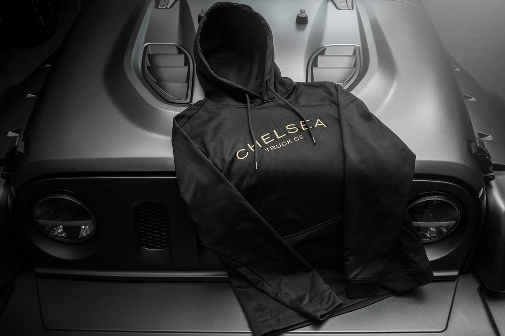 Mens' Black/Gold Embroidery Chelsea Truck Co Hoodie