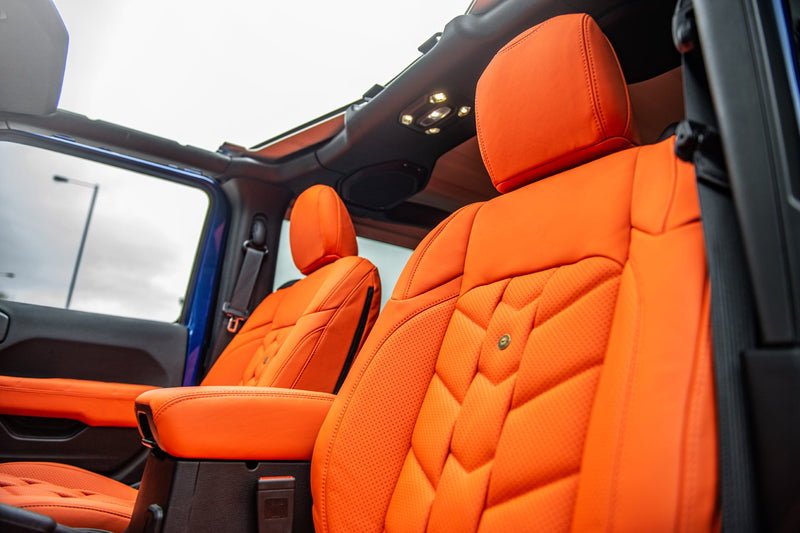 Jeep Wrangler JL 2-Door Leather Interior – Orange Comfort | Chelsea Truck Co - Image 1