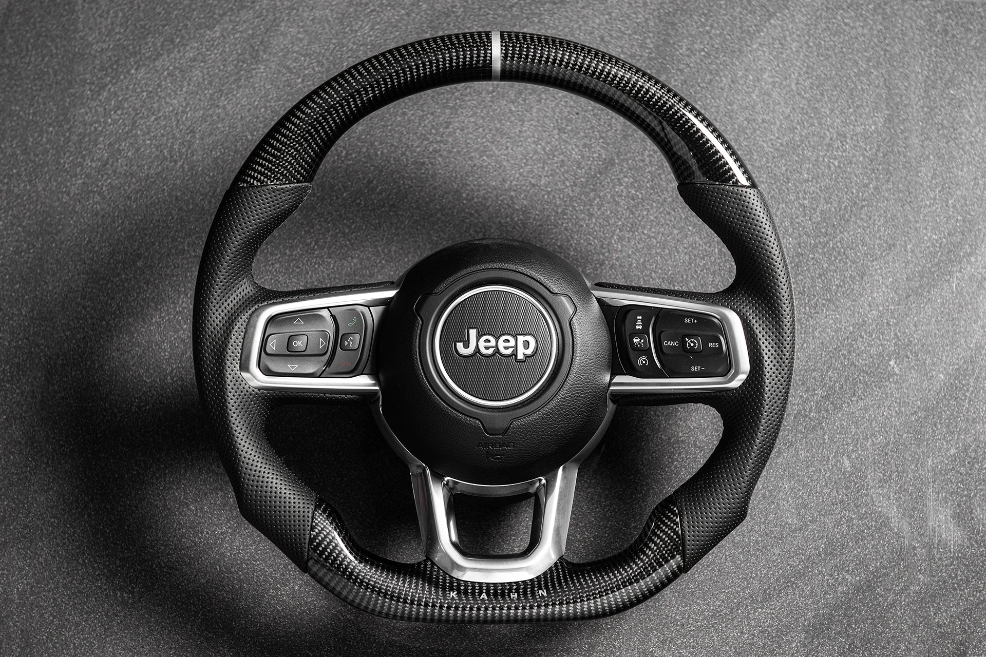 Jeep Wrangler JL (2018-Present) Carbon Sports Steering Wheel with Kahn Lettering