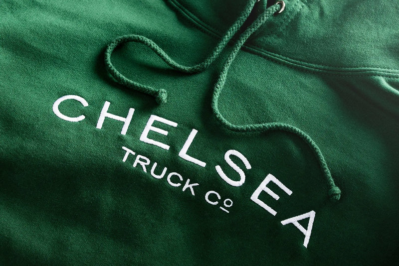 Men's Green with White Embroidery Chelsea Truck Co Hoodie - Image 2