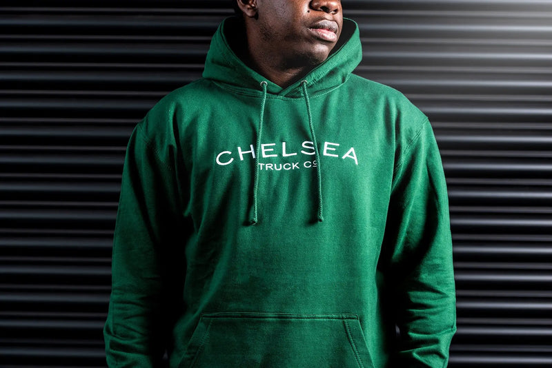 Men's Green with White Embroidery Chelsea Truck Co Hoodie - Image 4