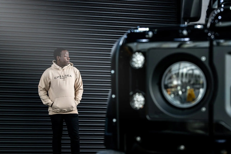 Men's Desert Sand with Black Embroidery Chelsea Truck Co Hoodie - Image 4