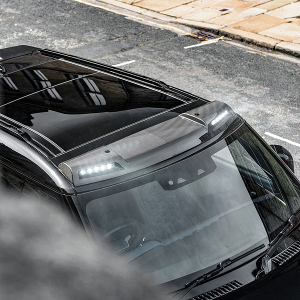 Land Rover Defender (2020-Present) Exposed Carbon Front Roof Shield with Integrated LED Lights