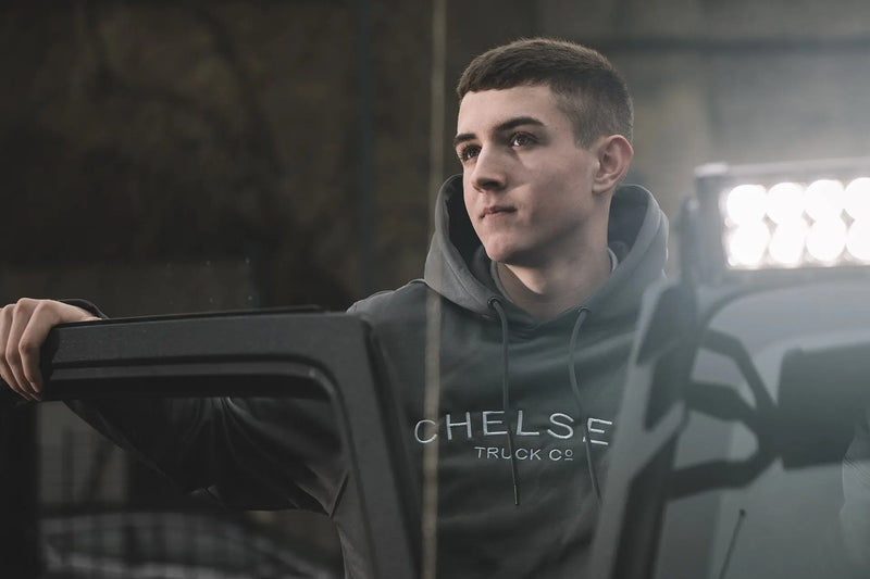 Men's Steel Grey with Silver Embroidery Chelsea Truck Co Hoodie - Image 7