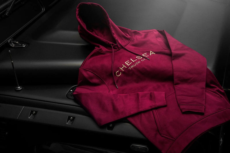 Men's Berry Red with Gold Embroidery Chelsea Truck Co Hoodie - Image 1