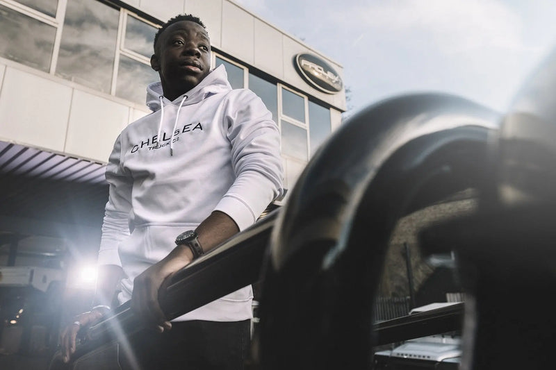 Men's White with Black Embroidery Chelsea Truck Co Hoodie - Image 2