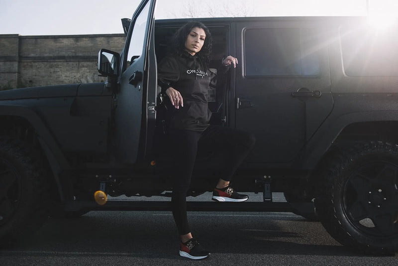 Women's Black with White Embroidery Chelsea Truck Co Hoodie - Image 4