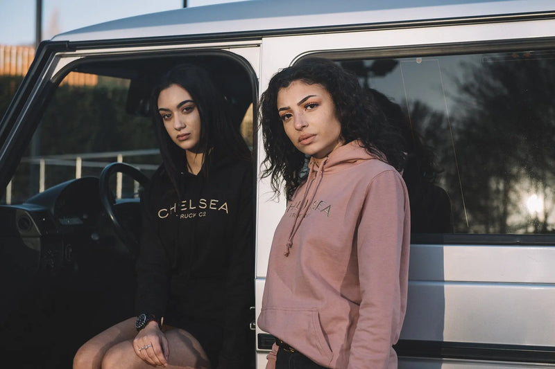 Women's Dusty Pink with Gold Embroidery Chelsea Truck Co Hoodie - Image 10