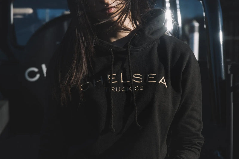 Black with Gold Embroidery Chelsea Truck Co Hoodie - Image 4