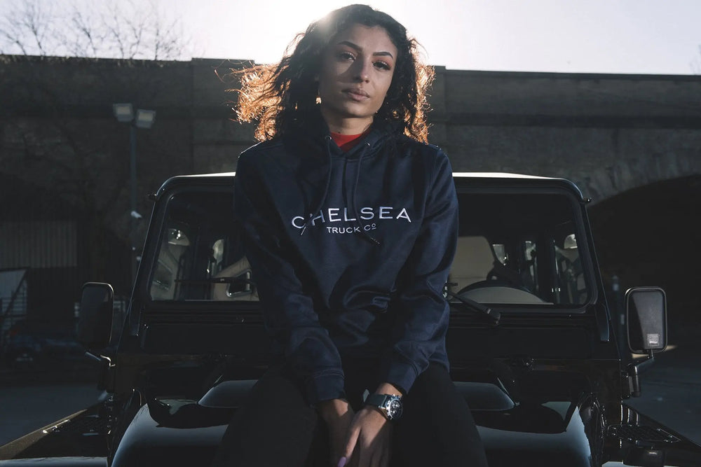 Women's Navy Blue Chelsea Truck Co Hoodie - Image 3