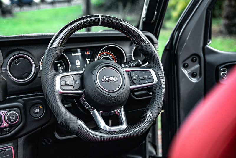 Jeep Wrangler JL (2018-Present) Carbon Sports Steering Wheel with Kahn Lettering - Image 3
